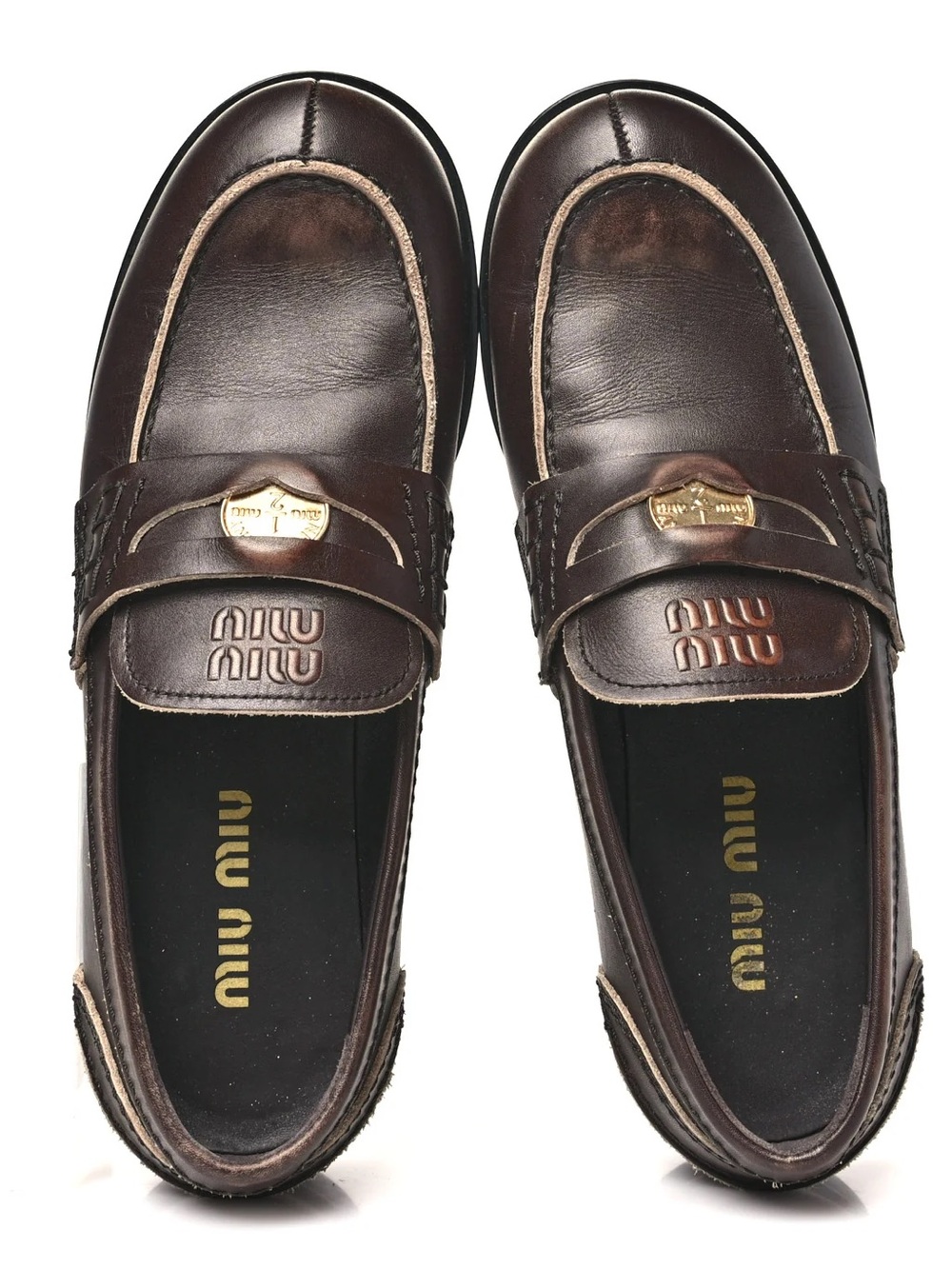 Miu Miu Spazzolato Penny Loafer - Ebony